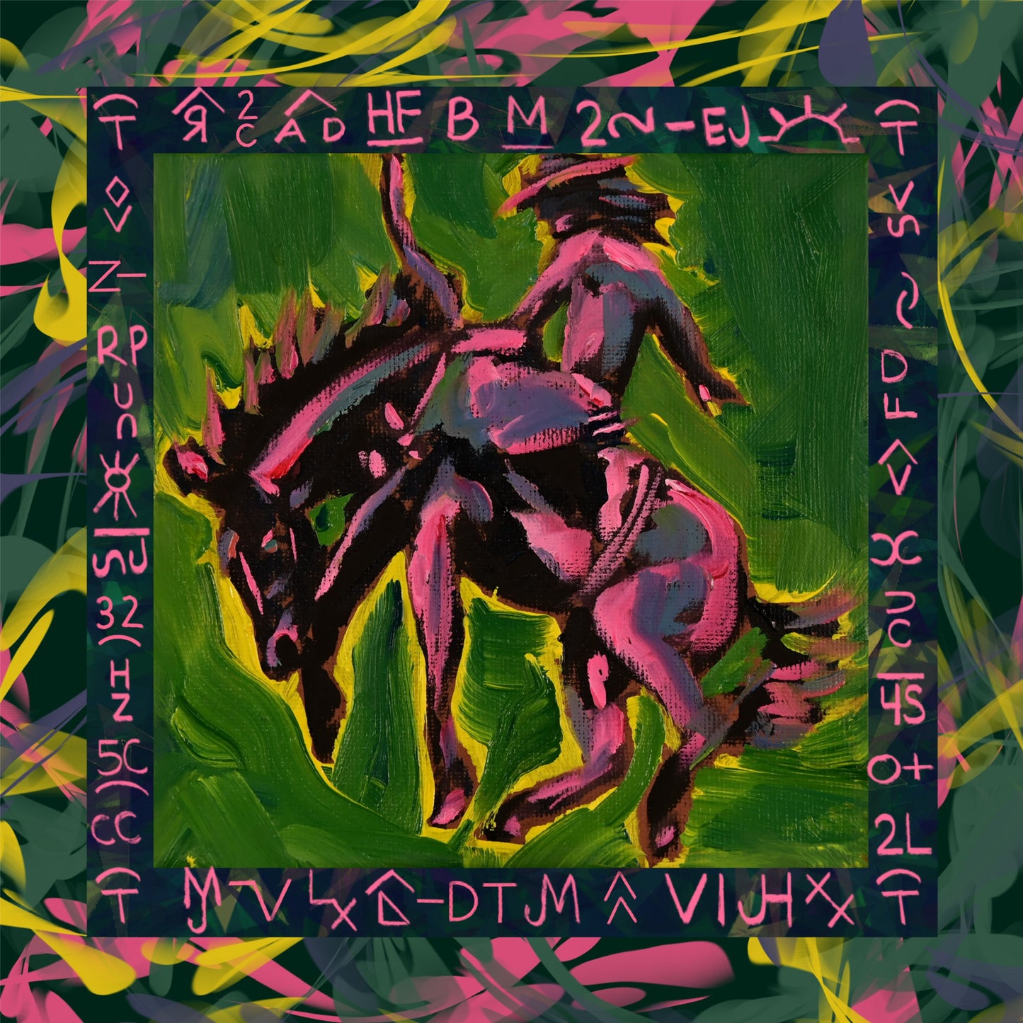 Electric Pink and Green Cowgirl Bronc