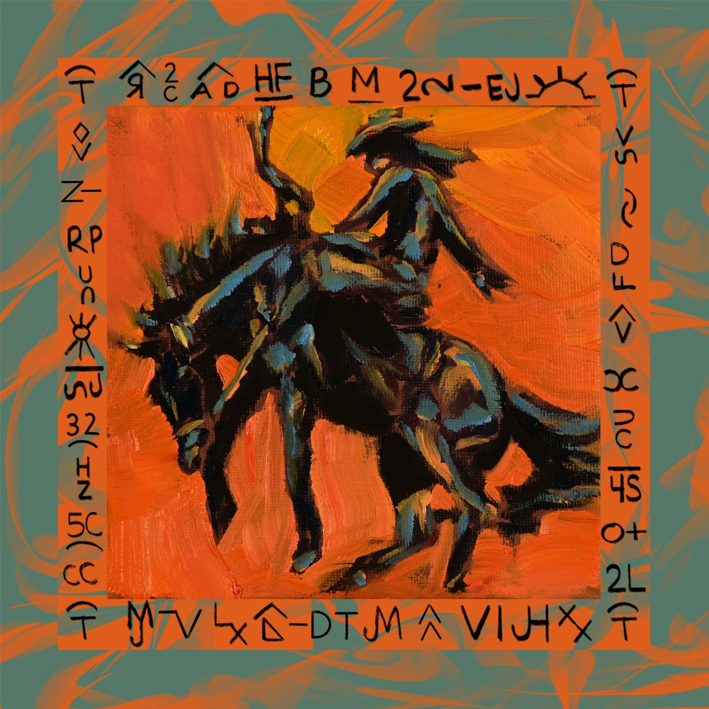 Orange and Sage Cowgirl Bronc